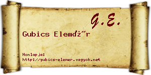 Gubics Elemér névjegykártya
